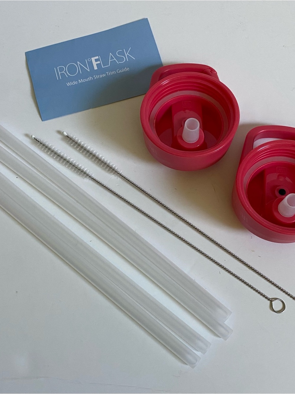 IRON °FLASK Carabiner Straw Lid Set Wide Mouth 2 Lids 4 Straws Brushes BPA- Free